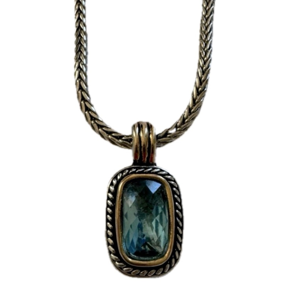 BLUE TOPAZ CRYSTAL NECKLACE | SILVER AND GOLD